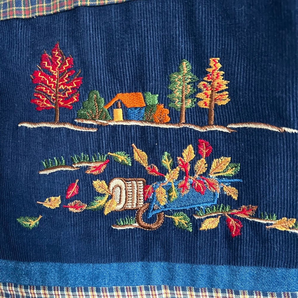 Vintage Casey & Max Vest Embroidered Corduroy Grannycore Autumn Leaves size M - Picture 5 of 9
